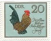 東ドイツ（1979年）　ドイツのニワトリ（鶏）の切手　Porcelain-colored bantam