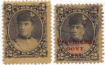 準蝶切手の第1号　ハワイ王国　1893年発行