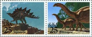 ティラノサウルス、テラノドン、ステゴサウルス、プロントサウルス(USA,1989年）