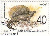 イエメン（yemen、1990年）の古代生物　エダフォサウルス　Edaphosaurus　(エダフォサウルス科)