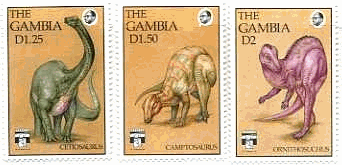 アフリカ・ガンビアの恐竜切手