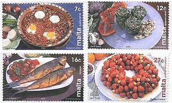 マルタ島　料理　ヨーロッパ　魚　切手