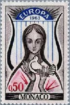 竪琴と女性とハト（モナコ、1963年）