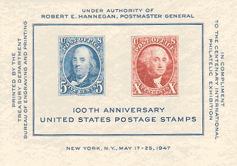 切手100年国際切手展（ｱﾒﾘｶ、1947年）