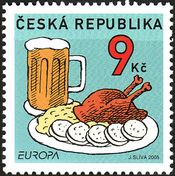 ビール＆チキン、ポテト（チェコ、2005年､Europe切手）