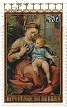 ルネサンス　コレッジョ　絵画切手　『籠の聖母』