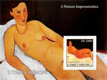 首の長い女 アメデオ・モディリアーニ（Amadeo Modigliani）の絵画切手