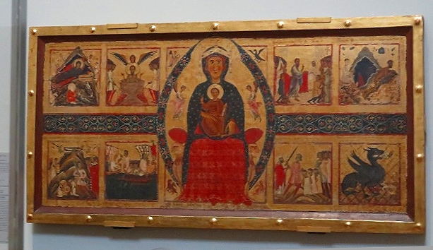 Margarito or Margaritone d'Arezzo (fl. c. 1250–1290) was an Italian painter from Arezzo.マルガリート・ダレッツォ　《玉座の聖母子、降誕、聖人たちの生涯の場面》　ナショナルギャラリーで最も古いイタリア絵画