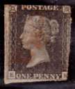 greate briten england penny black stamp word first