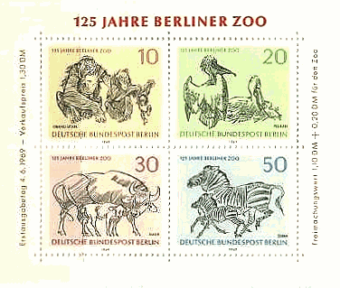 ベルリン動物園の動物（オランウータン、ペリカン、牛、シマウマ）　ドイツ