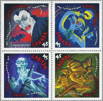 canadaのモンスター切手（1997年）　ドラキュラ、幽霊、ゴブリン