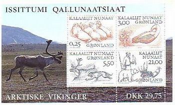 ホッキョクグマとトナカイ（reindeer (Rangifer tarandus)）　polar bear　極地のバイキング（デンマーク領グリーンランド、2000年）