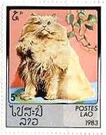 ペルシャ猫　ネコ　ラオス　切手
