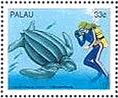 サモアの両生類　切手　オサガメ（Leatherback turtle）
