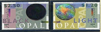 オーストラリア　黒オパールとオパール　切手