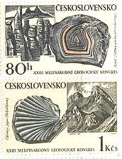 チェコスロバキアの化石　切手　