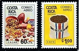 中南米・コスタリカのコーヒー豆　切手