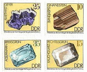 東ドイツ　アメジスト（紫水晶）,アクアマリン他　切手