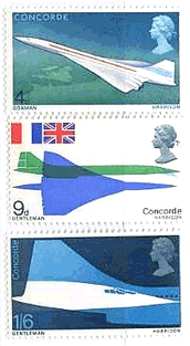 イギリスで発行されたコンコルド　超音速機　切手