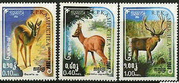 カンボジア　動物　鹿　切手