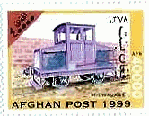 アフガニスタン　機関車　切手　トロッコ
