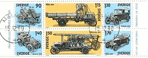 スウェーデンの自動車の歴史　小型シート　切手