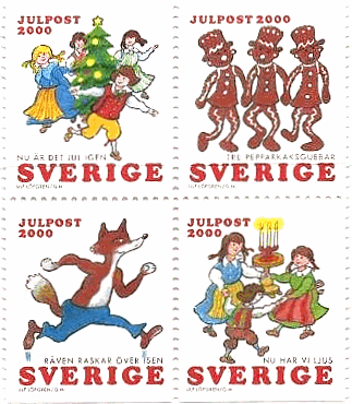 スウェーデンのクリスマス切手　オオカミ　キャンドル