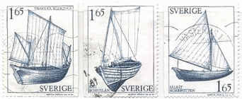 スウェーデンの帆船　切手　ブレキンエイ,ボフスレン,ノルボッテン