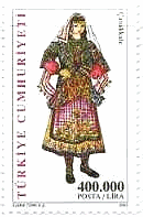 トルコ　女性　服装　衣装　切手　チャナカレ