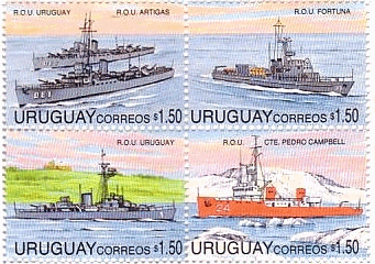 ウルグアイ軍の戦艦　切手