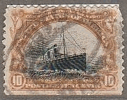 アメリカ・1900年前後の外洋航路の蒸気船　切手
