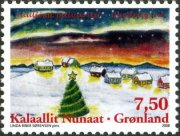 クリスマス　トナカイ、ツリー、オーロラ（デ領グリンランド、2008年）