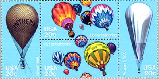 左からイントレピッド号、現代の気球、エクスプローラー２号（USA、1983年）