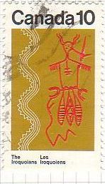 カナダ・インディアンの民族衣装　イロコイ族の魚と川の図