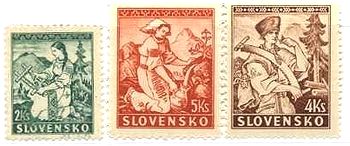 チェコスロバキアの民族衣装　花を編む少女、春の乙女、木こり（スロバキア､1939-44年）