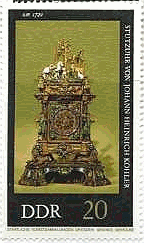 東ドイツの置時計　ヨハン・ハインリッヒの卓上時計、1720年