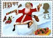 クリスマス切手（イギリス、1997年）　雪玉にのるサンタクロース