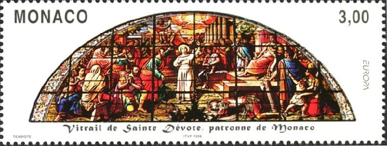 St. Devote教会のステンドグラス（モナコ、19998年）