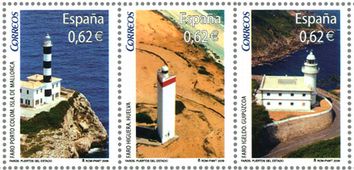 スペインの灯台(2009年）　ポロトコロム（マヨルカ）、ヒグエラ（フエルバ）、イグエルド（グイプズコア）、アリナガ（カナリア諸島）、 ヘルクレスの灯台（ラ・コルーニャ）、トロクス（マラガ）