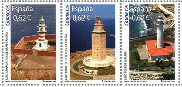 スペインの灯台(2009年）　ポロトコロム（マヨルカ）、ヒグエラ（フエルバ）、イグエルド（グイプズコア）、アリナガ（カナリア諸島）、 ヘルクレスの灯台（ラ・コルーニャ）、トロクス（マラガ）