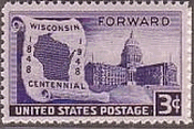 アメリカ　地図　ｳｲｽｺﾝｼﾝ州100年（1948年）