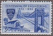 米国土木協会100年（1952年）　アメリカ　橋　ｼﾞｮｰｼﾞ･ﾜｼﾝﾄﾝ橋と1852年の屋根付き橋