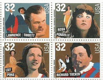 アメリカのオペラ歌手（1997年）　上段左から　タッカー、ボンス下段左から　ボンセル、ディペット