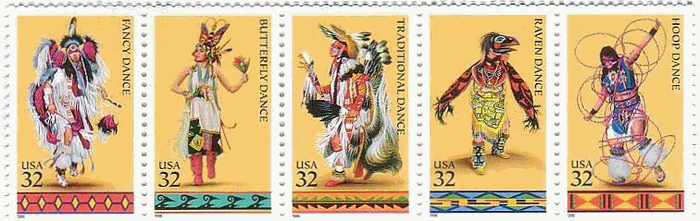 アメリカインディアンの踊り（アメリカ、1996年）仮装舞踊、チョウの踊り、伝統舞踊、カラスの踊り、輪の踊り