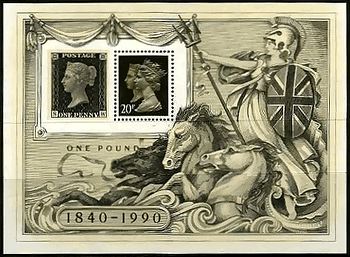 ペニーブラック発行１００年（イギリス）小型シート　切手の切手