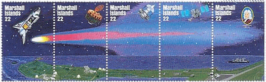 マーシャル諸島のハレー彗星とスペースシャトル