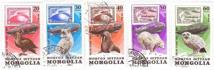 モンゴルのツェッペリン号等の切手の切手（１９８１年）