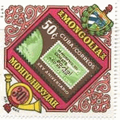 モンゴルの切手の切手　（キューバの切手の切手）