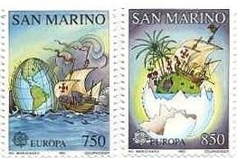 サンマリノで発行された世界地図（ヨーロッパ切手）