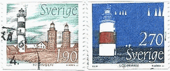 スウェーデンの灯台（1989年）　ニディンゲン灯台1624年、セデラルム灯台1839年